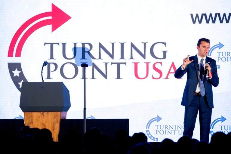 Turning Point USA Founder Charlie Kirk speaks at Turning Point USA Teen Student Action Summit at the Marriott Marquis in Washington, Tuesday, July 23, 2019. (AP Photo/Andrew Harnik)