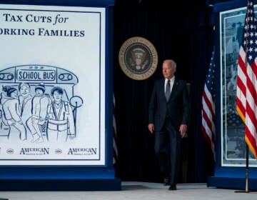 President Joe Biden arrives on stage