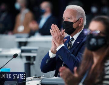 President Joe Biden attends the opening session of the COP 26 (the United Nations Climate Change Conference) in Glasgow, Scotland  on November 1, 2021. (Erin Schaff/The New York Times)