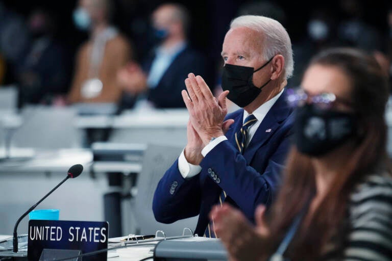 President Joe Biden attends the opening session of the COP 26 (the United Nations Climate Change Conference) in Glasgow, Scotland  on November 1, 2021. (Erin Schaff/The New York Times)