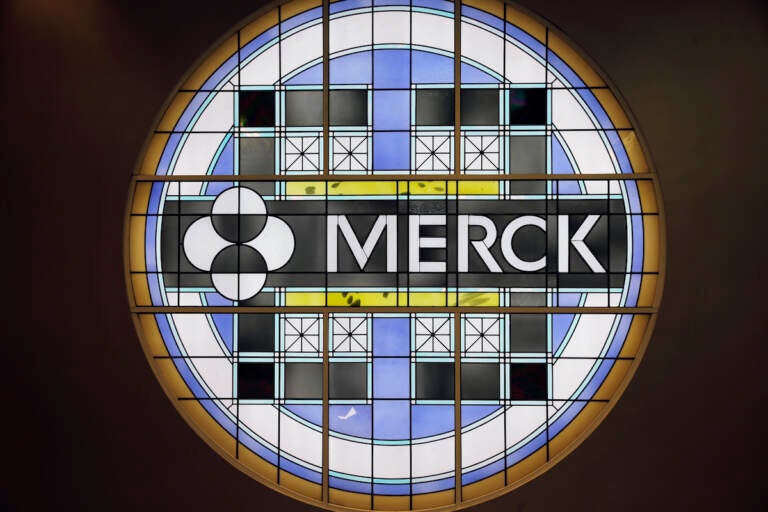 File photo: the Merck logo on a stained glass panel at a Merck company building in Kenilworth, N.J. Dec.18, 2014