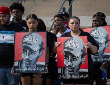 The family of Daunte Wright attend a rally and march organized by families who were victims of police brutality in  in St. Paul, Minn.,Monday, May 24, 2021.  The trial for the police officer accused of killing Daunte Wright starts Monday. (AP Photo/Christian Monterrosa)