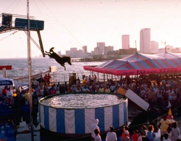 A horse makes a plunge into a six-foot pool of water on the Steel Pier in Atlantic City, N.J. (AP Photo/ Charles Rex Arbogast, File)