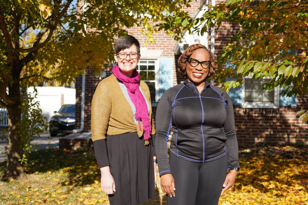 As admins of the group, Anna Gavin (L), Jessica Pointer (R), and Ramsey Beyer (not pictured) have tough conversations about inclusion, redlining, and housing when determining the boundaries of Buy Nothing Lansdowne.