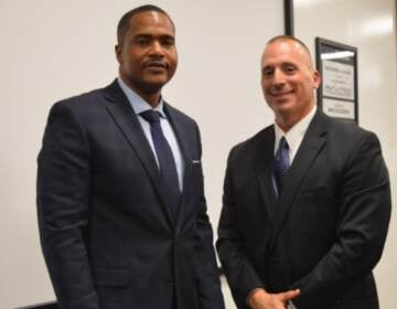 Norristown's new chief of police Derrick Wood (left) and Lt. Frank Lombardo of the South Brunswick Township, New Jersey, Police Department