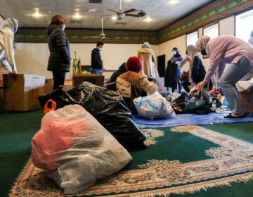 A donation pack up for incoming Afghan refugees run by AOPxSOLA and members of Imam Ali Masjid Mosque at Imam Ali Masjid Mosque in Pennsauken, NJ on 11/14/21.
[DANIELLA HEMINGHAUS]