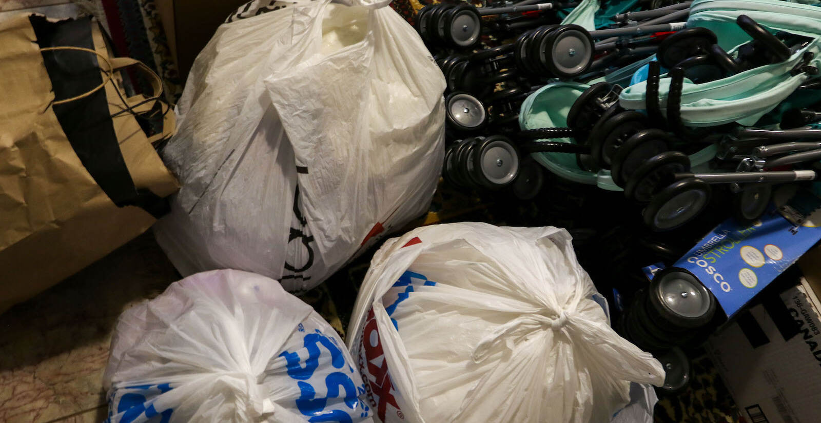 A donation pack up for incoming Afghan refugees run by AOPxSOLA and members of Imam Ali Masjid Mosque at Imam Ali Masjid Mosque in Pennsauken, NJ on 11/14/21.
[DANIELLA HEMINGHAUS]