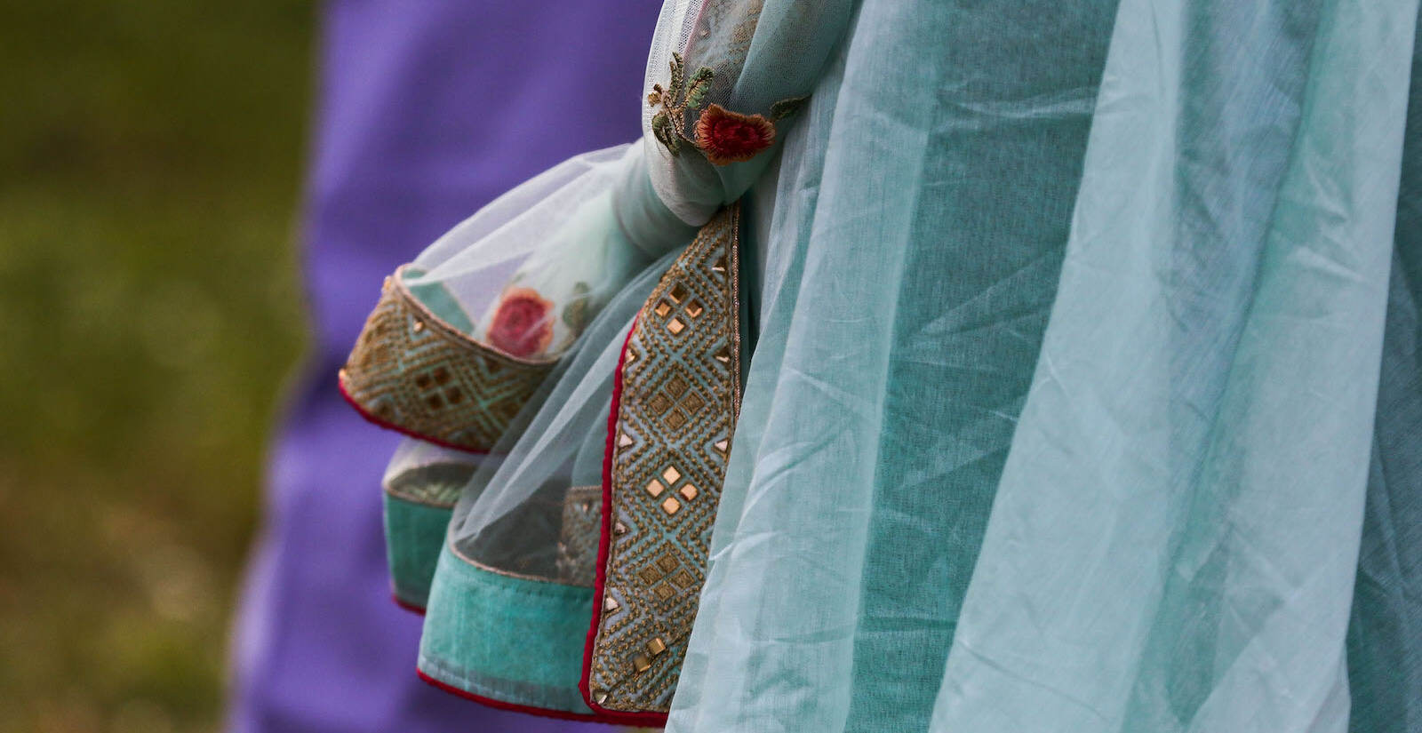 A closeup of a sari