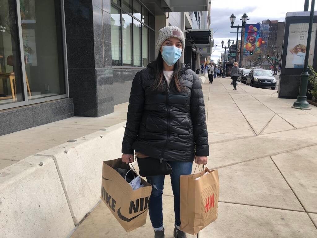 Upstate New York resident, Christina Hatfield, visits Philadelphia for some Black Friday shopping at the Fashion District