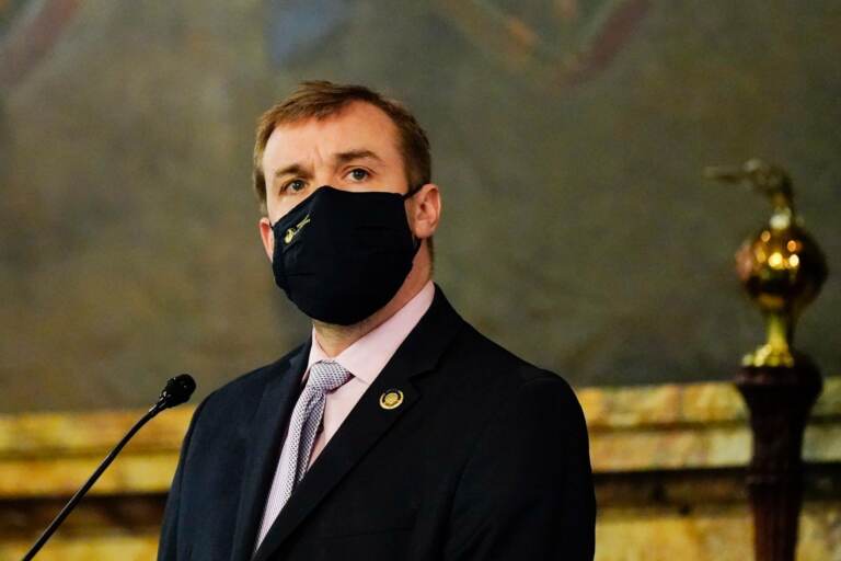 House Speaker Bryan Cutler is seen wearing a face mask