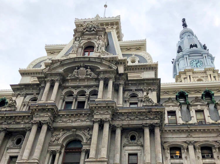 A closeup of Philadelphia City Hall.