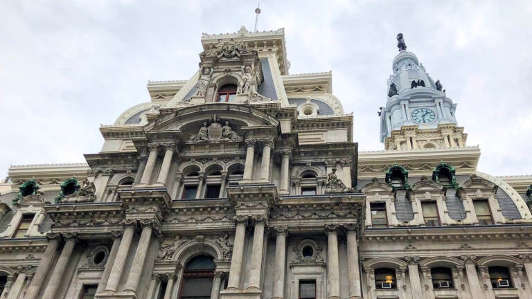 A closeup of Philadelphia City Hall.