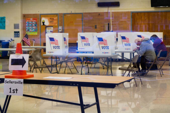 The inside of a polling location in Pennsylvania