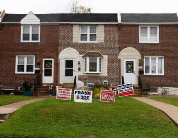 Lawn signs are pictured in upport of Republican candidate