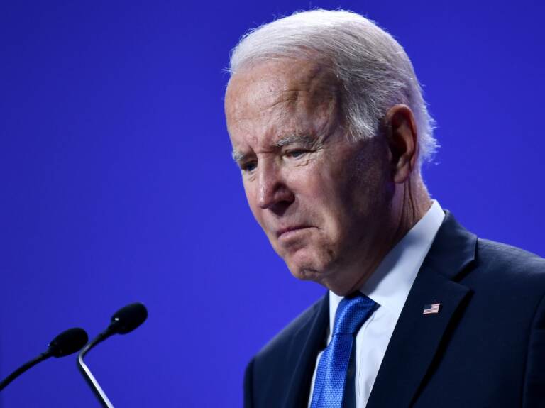 US President Joe Biden addresses a press conference. (Photo by Brendan Smialowski / AFP)