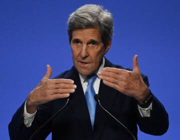GLASGOW, SCOTLAND - NOVEMBER 10: US special climate envoy, John Kerry speaks during a joint China and US statement on a declaration enhancing climate action in the 2020's on day eleven of the COP26 climate change conference at the SEC on November 10, 2021 in Glasgow, Scotland. Day eleven of the 2021 climate summit in Glasgow will focus on driving the global transition to zero-emission transport. This is the 26th 