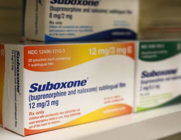 A box of Indivior's Suboxone medication sits on a pharmacy shelf in Provo, Utah, U.S., on Wednesday, Aug. 31, 2016. A Nov. 2015 forecast from health data firm IMS Health expects global sales of brand and generic prescription drugs, and nonprescription medicines, to total $1.4 trillion in 2020. Photographer: George Frey/Bloomberg via Getty Images