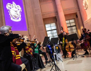 The Philly Pops played the Harry Potter theme music at the announcement of Harry Potter: The Exhibition, an exhibit coming to the Franklin Institute in February, 2022, on November 3, 2021. (Kimberly Paynter/WHYY)