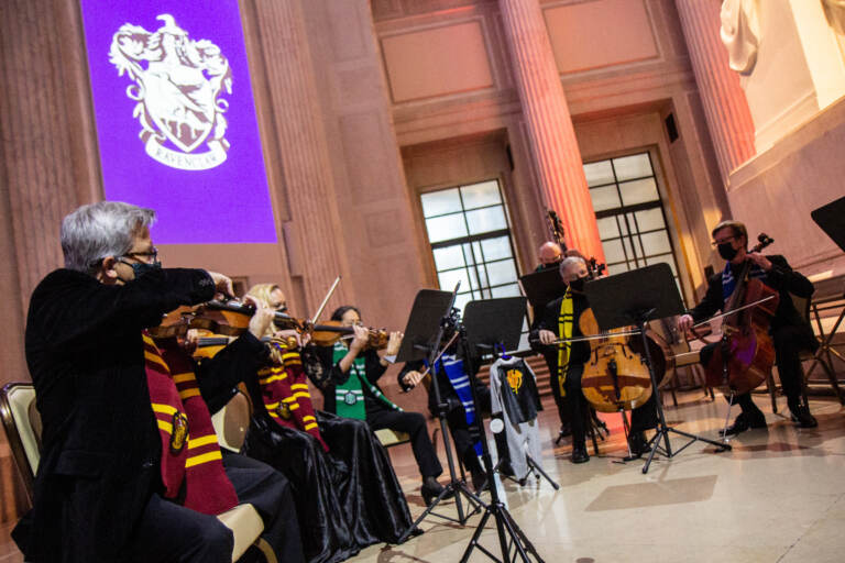 The Philly Pops played the Harry Potter theme music at the announcement of Harry Potter: The Exhibition, an exhibit coming to the Franklin Institute in February, 2022, on November 3, 2021. (Kimberly Paynter/WHYY)