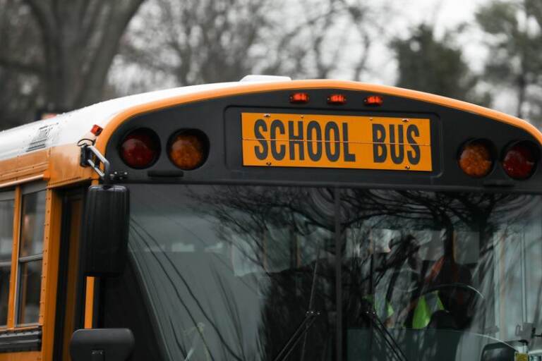 A closeup of a school bus.