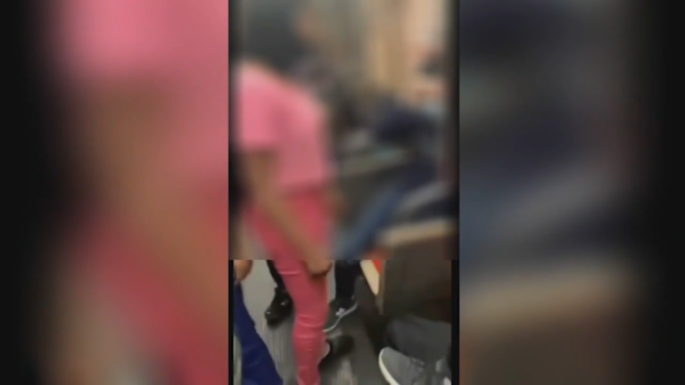 The video shows a young woman yelling at a group of other students onboard SEPTA's Broad Street Line before the situation escalates. (6abc)