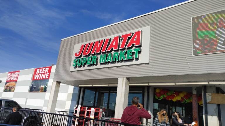 The storefront of the new Juniata Supermarket in Juniata, Philadelphia