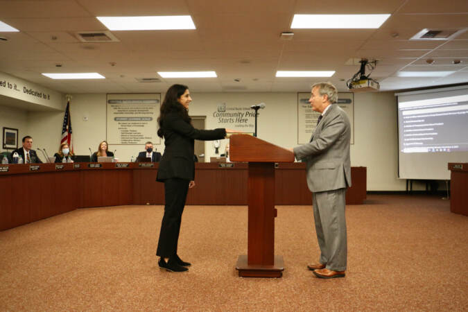 Mariam Mahmud is sworn in as a member of the Central Bucks school board