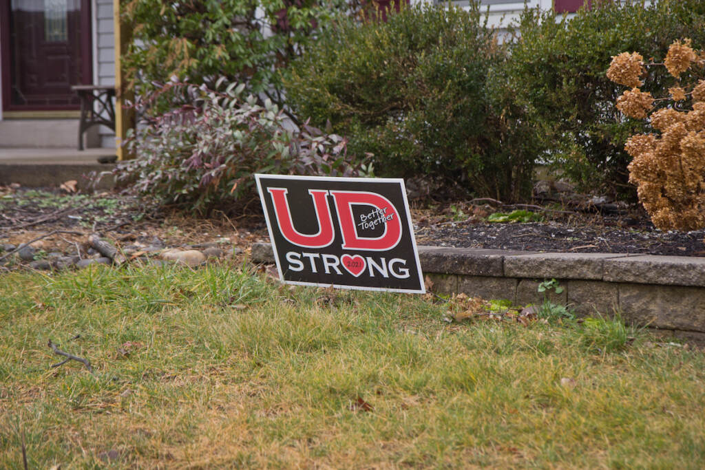 Lawn signs in Upper Dublin, Pa., reference the community’s coming together after a dangerous tornado damaged homes and property in the area