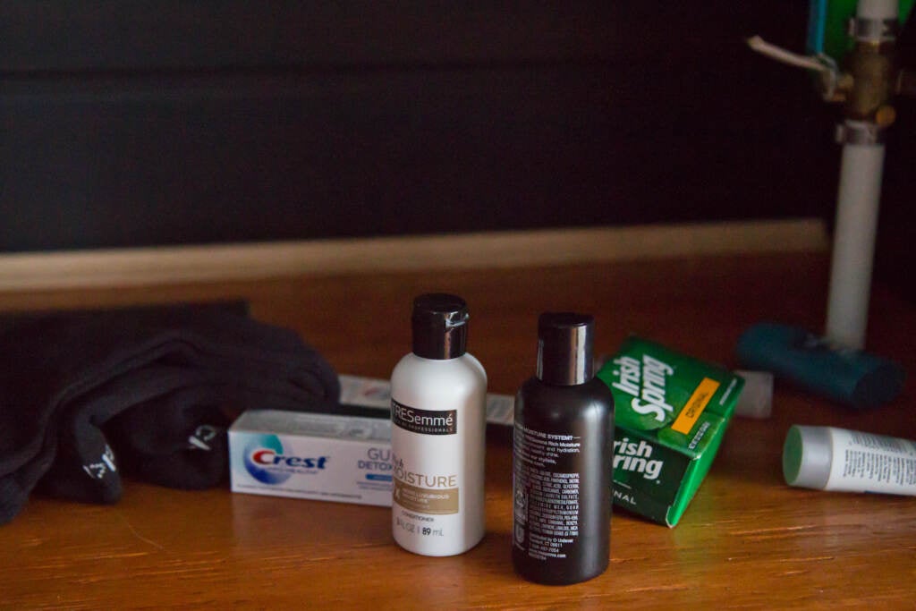 A closeup of personal care items