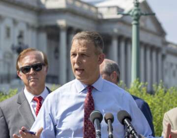 Rep. Scott Perry, R-Pa., discusses the infrastructure bill making its way through congress during a news conference held by the House Freedom Caucus on Capitol Hill in Washington, Monday, Aug. 23, 2021. (Amanda Andrade-Rhoades / AP Photo)