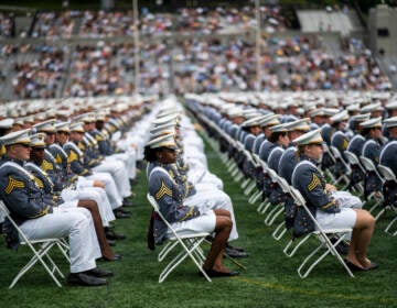 United States Military Academy graduating cadets during their graduation ceremony of the U.S. Military Academy class 2021 at Michie Stadium on Saturday, May 22, 2021, in West Point, N.Y. (AP Photo/Eduardo Munoz Alvarez)