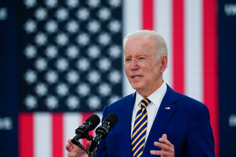 President Joe Biden speaks at Dakota County Technical College, in Rosemount, Minn., Tuesday, Nov. 30, 2021. (AP Photo/Carolyn Kaster)