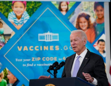 File photo: President Joe Biden talks about the newly approved COVID-19 vaccine for children ages 5-11 from the South Court Auditorium on the White House complex in Washington, Wednesday, Nov. 3, 2021. A federal judge has blocked President Joe Biden’s administration from enforcing a COVID-19 vaccine mandate for employees of federal contractors, the latest in a string of victories for Republican-led states pushing back against Biden’s pandemic policies