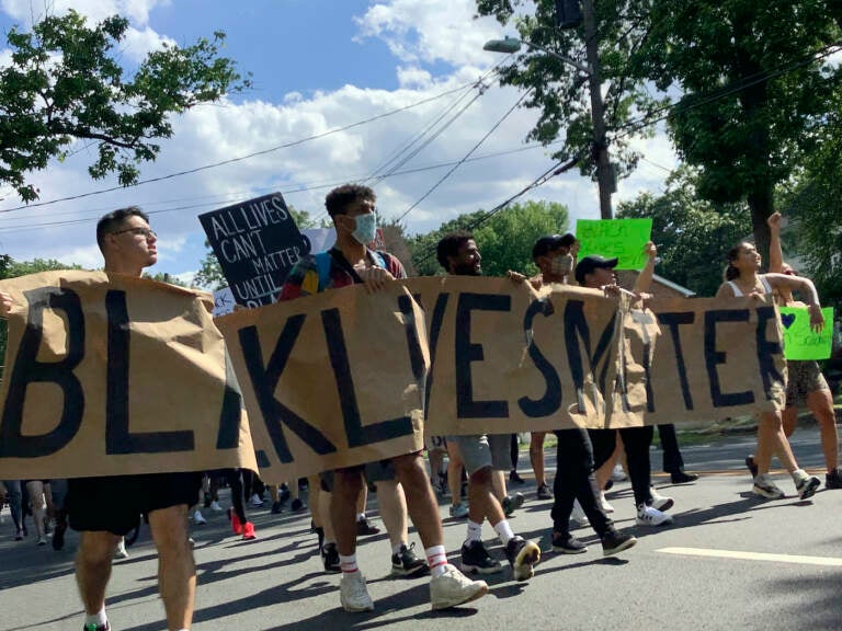 Protesters march during a Black Lives Matter rally