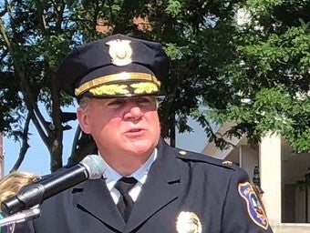 Chief Robert Tracy says community engagement, curtailed by the pandemic, is essential to curbing violence. (Cris Barrish/WHYY)
