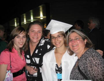 Debbie Strouse (right) and Emily Grimes (middle-right) celebrate Grimes' graduation from Pennridge High School, with Ashlie Grimes and Rachel Baker, Strouse's wife. (Courtesy of Debbie Strouse)