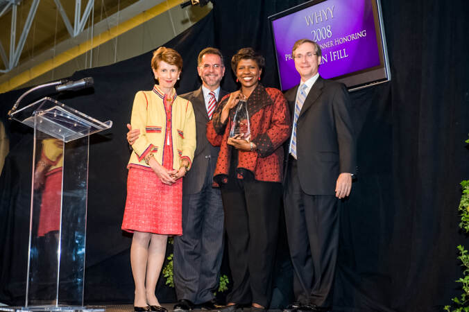 Leslie Ann Miller, WHYY President and CEO Bill Marrazzo, Gwen Ifill and former WHYY Board Chair Jerry Sweeney