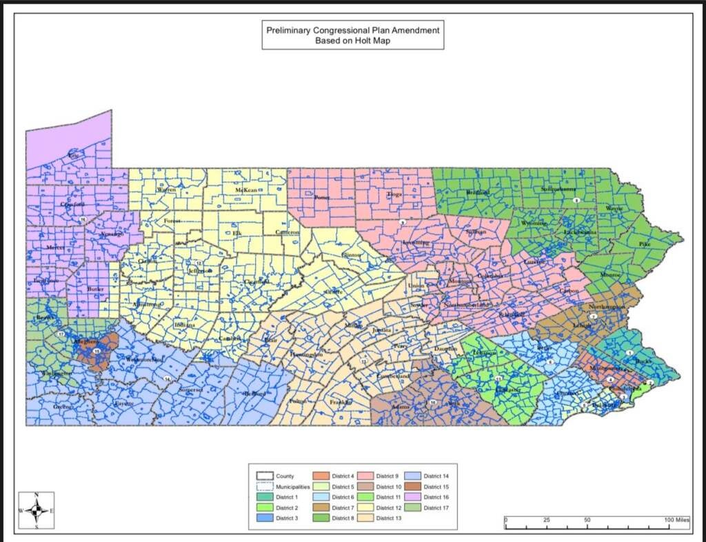 Rep. Seth Grove (R-York) released a new congressional map draft Tuesday. It's based on a proposal from citizen mapper Amanda Holt, but is adjusted in order to win enough votes to get through Grove's committee. (Rep. Seth Grove/Twitter)