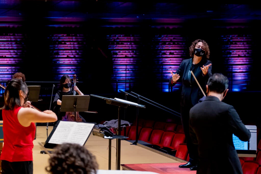 The Philadelphia Orchestra’s principal guest conductor Nathalie Stutzmann. (Jeff Fusco/Philadelphia Orchestra)