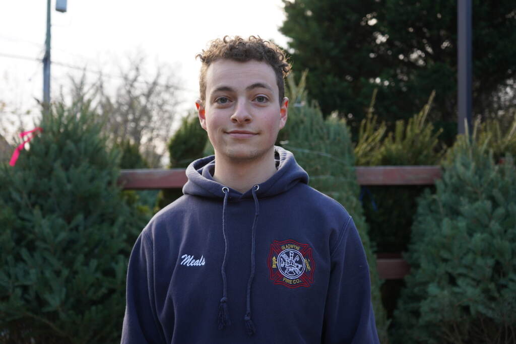 Sean Meals balances being a student at Villanova and a volunteer firefighter at Gladwyne Fire Company. He hopes that people who stop by to purchase trees consider becoming a volunteer