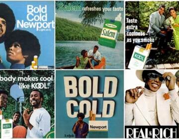 A collage of 1960s and 1970s menthol cigarette advertisements that targeted Black Americans.