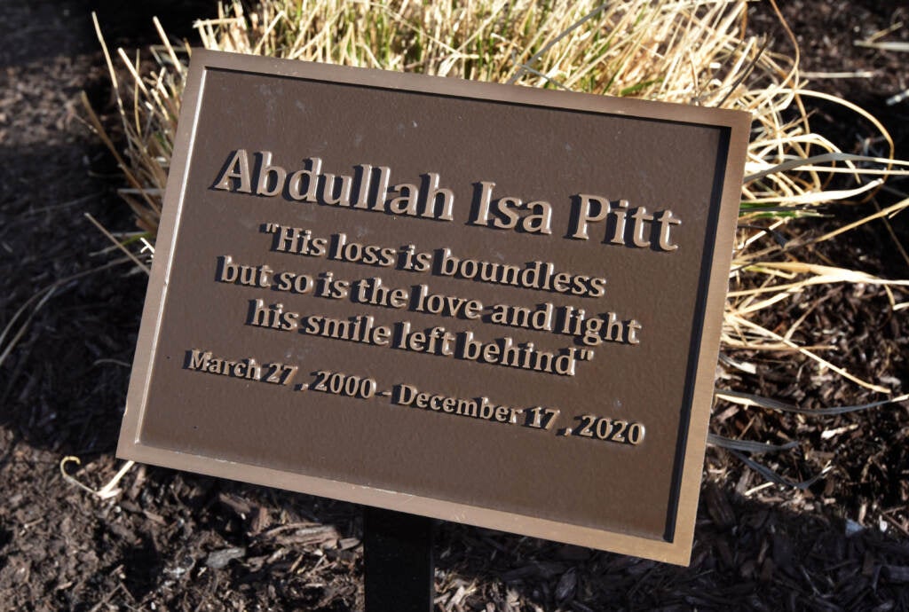 The plaque created in Abdullah Pitt's memory