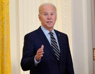 President Biden told reporters on Monday that the U.S. pays the highest prescription drug prices in the developed world and that he wants Congress to pass his Building Back Better bill. That measure would cap the cost of some medications. (Susan Walsh/AP)