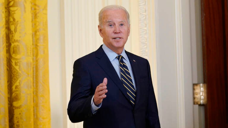President Biden told reporters on Monday that the U.S. pays the highest prescription drug prices in the developed world and that he wants Congress to pass his Building Back Better bill. That measure would cap the cost of some medications. (Susan Walsh/AP)