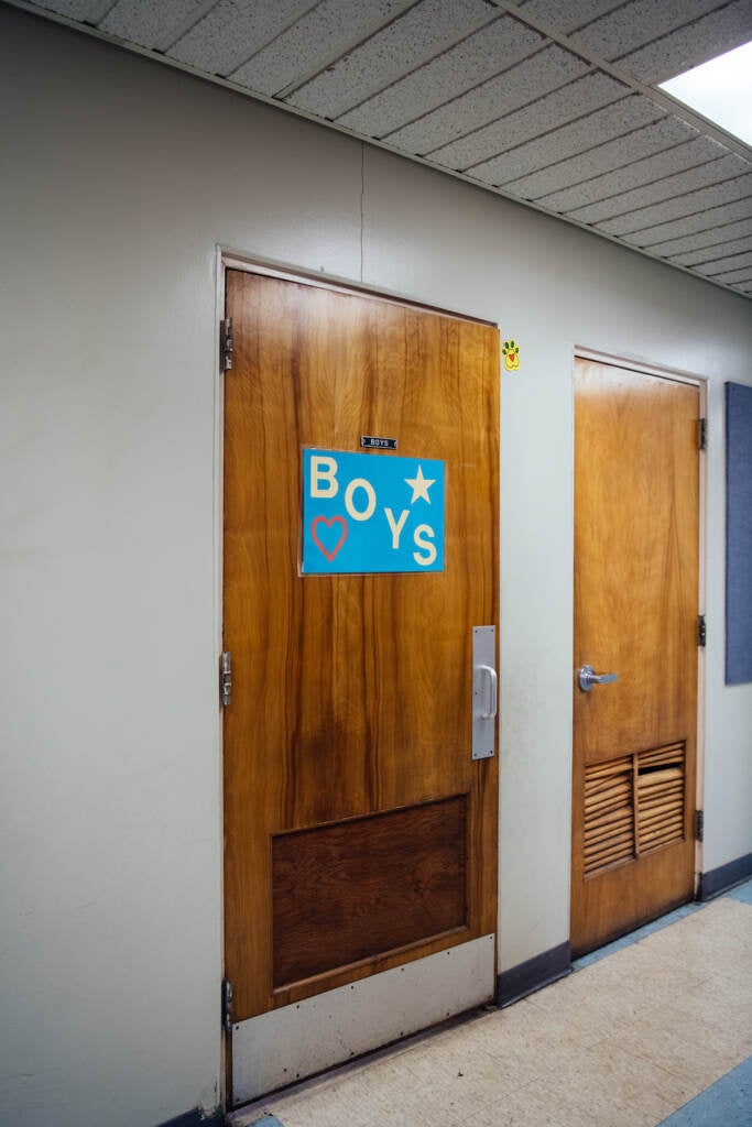 Kindergarten enrollment has grown. Student to teacher ratios are higher than ever and the facility is straining to welcome the surge of incoming students. This boy’s bathroom is struggling to accommodate about 80 kindergarteners