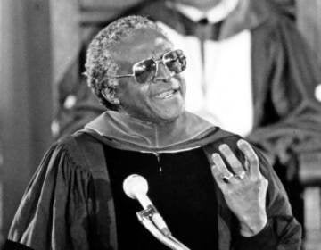 Bishop Desmond Tutu delivering a speech