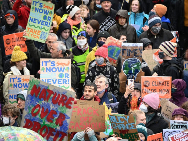 Climate protesters gather for the Global Day of Action for Climate Justice march
