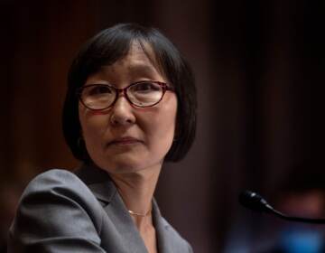 Saule Omarova testifies before the Senate Banking Committee on Nov. 18 during her nomination hearing to head the Office of the Comptroller of the Currency. Days after withdrawing her nomination, Omarova blamed banks for leading the opposition against her in an interview with NPR's Morning Edition. (Jim Watson/AFP via Getty Images)