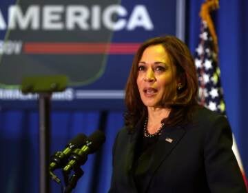 U.S. Vice President Kamala Harris speaks during an infrastructure announcement at AFL-CIO December 16, 2021 in Washington, DC. (Photo by Alex Wong/Getty Images)