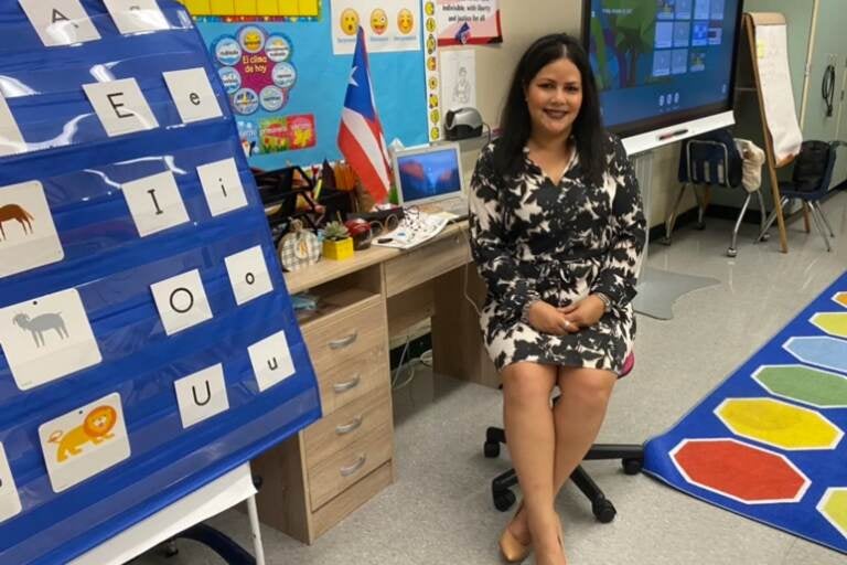 Olga Rosario is a dual-language kindergarten teacher at Lewis Elkin Elementary School in Kensington